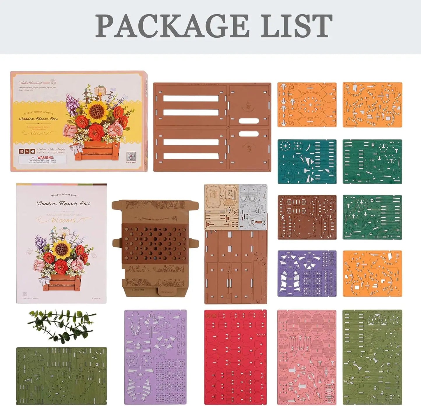 Robotime Flowers 3D Wooden Puzzle Artificial Bouquet Model Kits Wooden Puzzle Construction Kit Women Valentine's Day Birthday