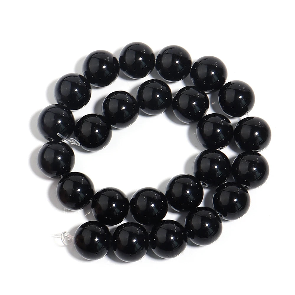 1 Strand Natural Stone Black Onyx Agate Round Loose Beads 2-20MM Pick Size For Crafts Making DIY Bracelet Necklace Accessories