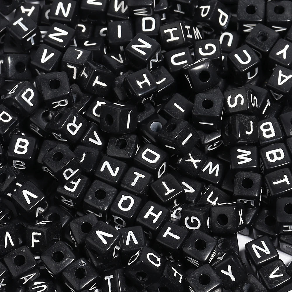 4.5/10mm Charm Square Black Letter Acrylic Beads Cube Loose Spacer Alphabet Beads For Jewelry Making Diy Handmade Supplies