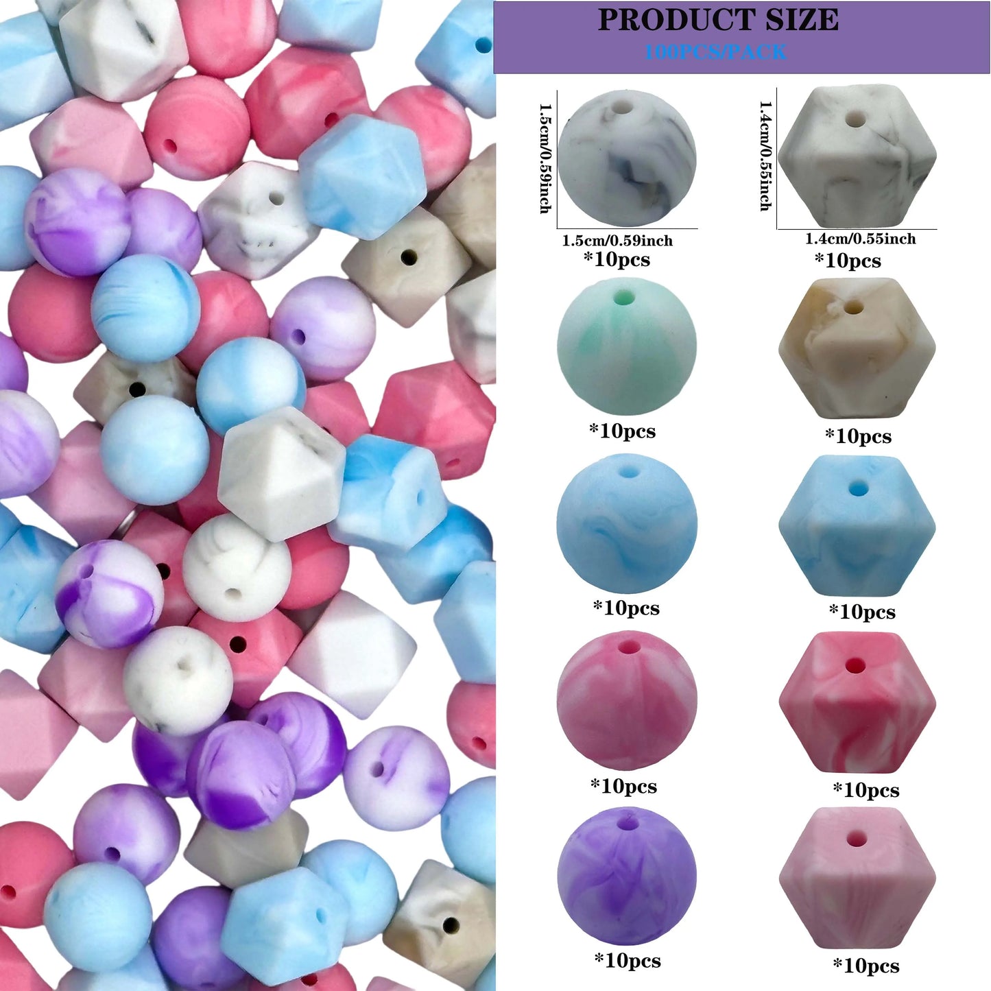 100pcs two-color series silicone beads mixed focal beads silicone pen beads DIY handmade necklace  keychain beads jewelry beads