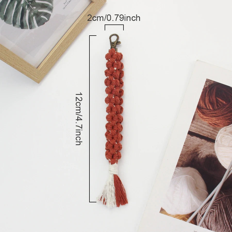 Handmade Woven Solid Flowe keychain Macrame Kit With Tutorial For Beginners Hand DIY Flowe Key Chain Phone Lanyard Pendant Craft