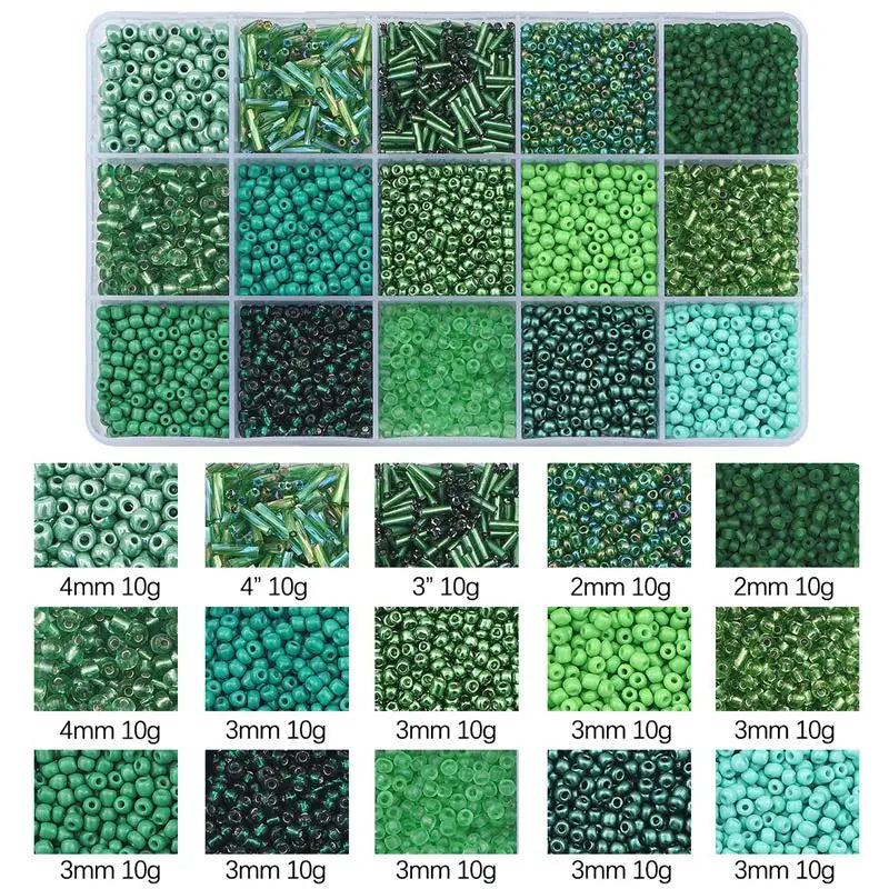15 Colors Glass Beads Set for Bracelet Making Spacer Loose Beads with Storage Box Tube Beads Kit for DIY Craft Necklace Charms