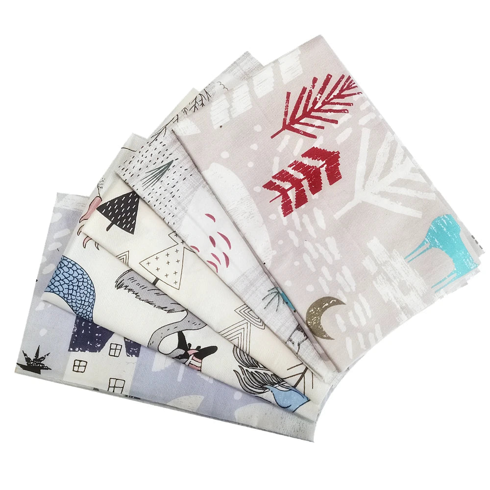 Teramila 5 PCS/Pack Cotton Fabirc Flower Printed Cloth For Hair Bows Sewing Quilt Doll Costume, Scrapbook Decoration Accessories