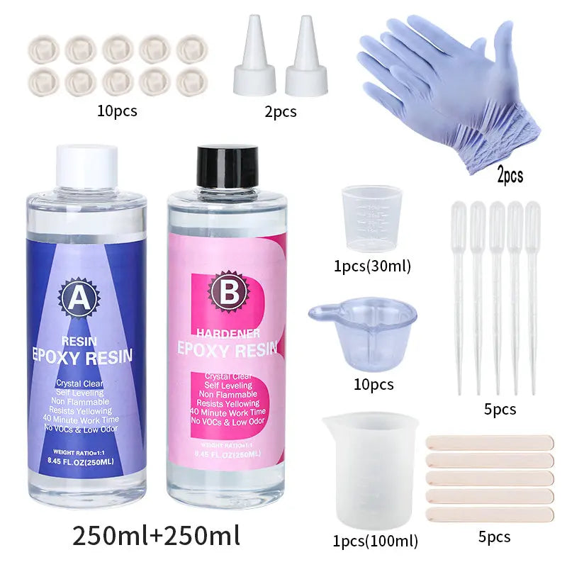 1:1 Crystal Clear Epoxy Resin Kit High Gloss & Bubbles Free Art Resin Supplies for Coating and Casting Craft DIY Jewelry Making