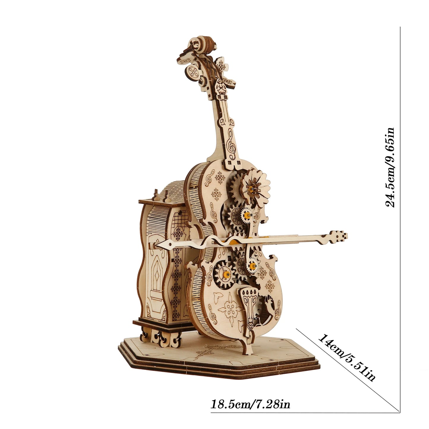 Double Bass Model DIY 3D Wooden Puzzle Building Block Kits Assembly Toy Birthday Gift For Kids Adult Home Decor