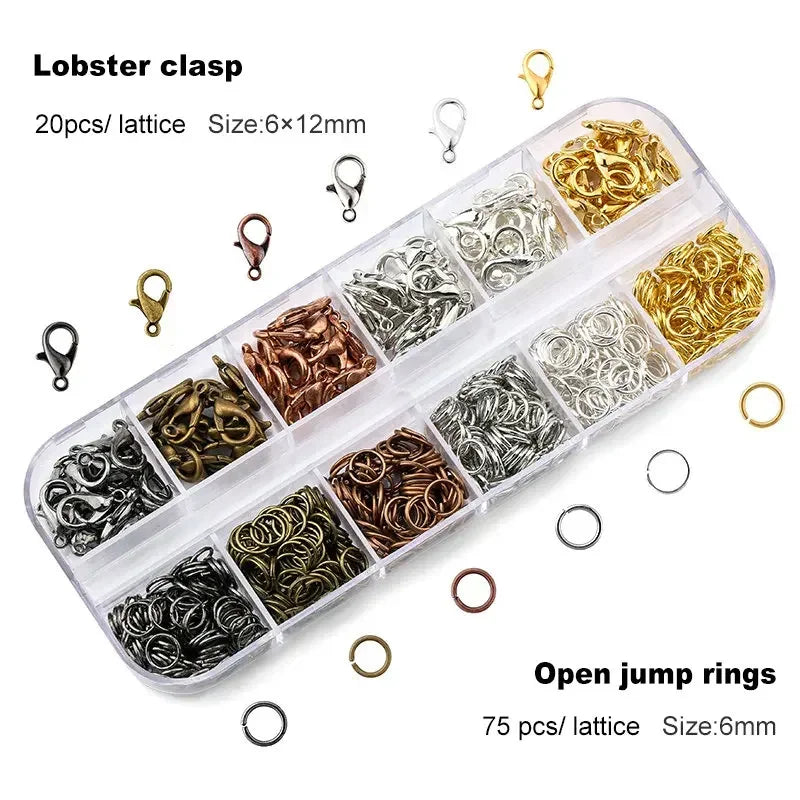 Zinc Alloy Open Jump Rings Lobster Clasps for DIY Bracelet Necklace Chain Accessories Making Supplies Jewelry Findings Kits
