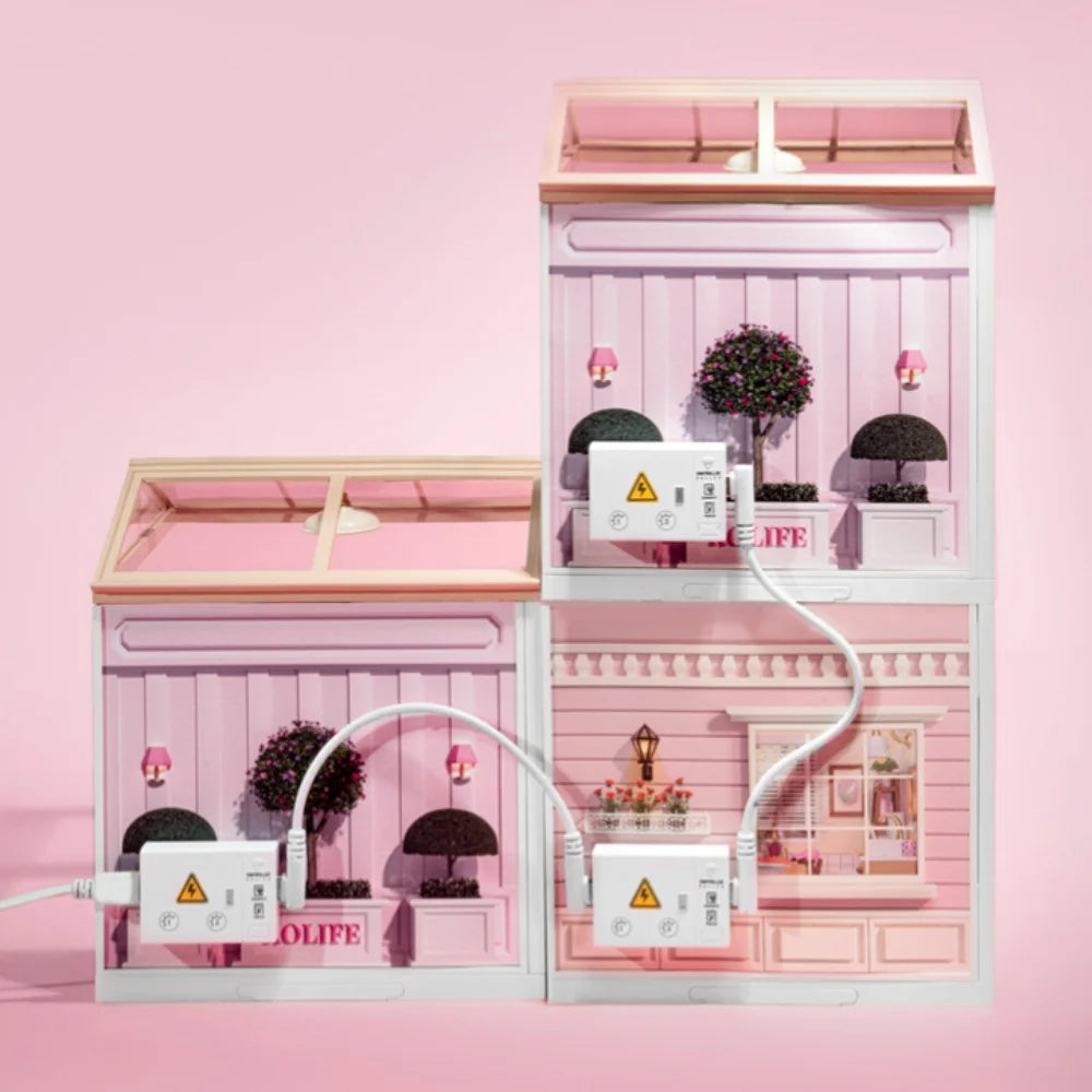 Robotime Rolife Lovely Pink Bedroom DIY Miniature House with Accessories  with LED to Build Decent Birthday Gift DW016
