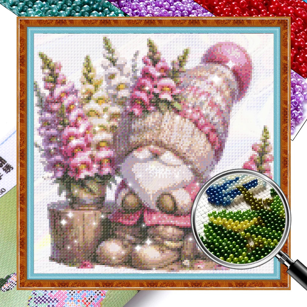 Partial Embroidery Beads Printed 9CT Gnome Cross Stitch Kit Home Decor