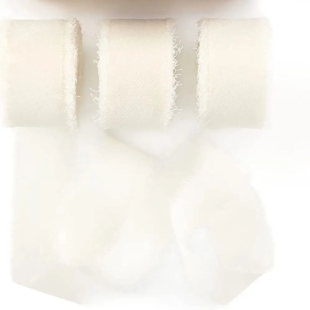 3 Roll/set 5m Frayed Edged Satin Handmade Chiffon Silk Ribbon For Wedding Invitation Bouquets Birthday Party DIY Decoration Gift