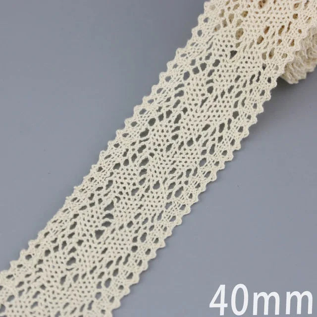 Cotton Lace Ribbon Beige DIY Handmade Wedding Party Craft Gift Packing Patchwork Crocheted Lace (5 meters/lot)