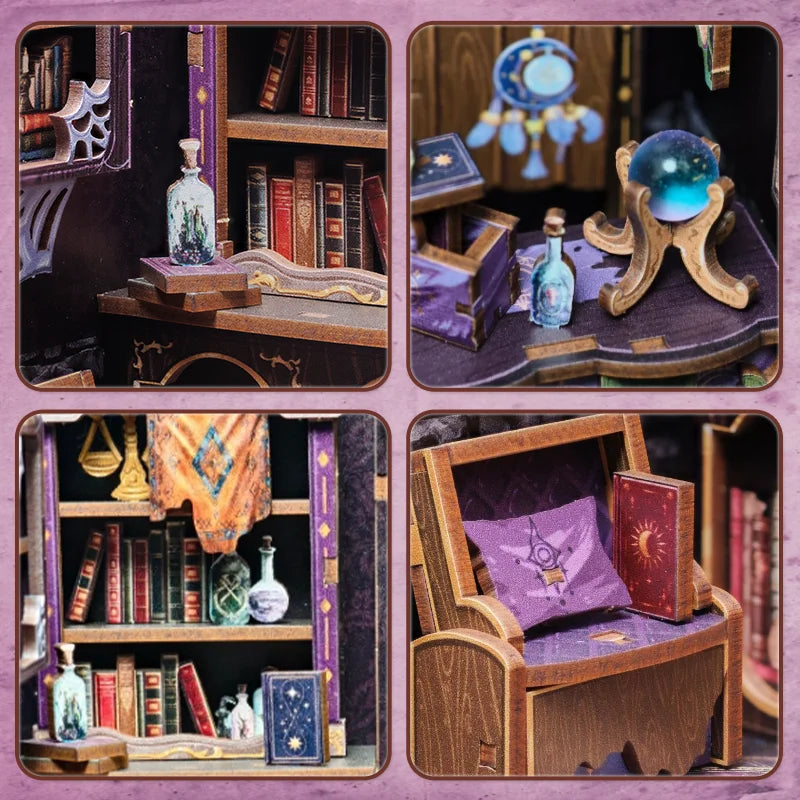 CUTEBEE Book Nook Kit DIY Miniature Model Dollhouse for Adults and Teens Bookshelf Decor 3D Wooden Puzzle for Astrology Bookshop
