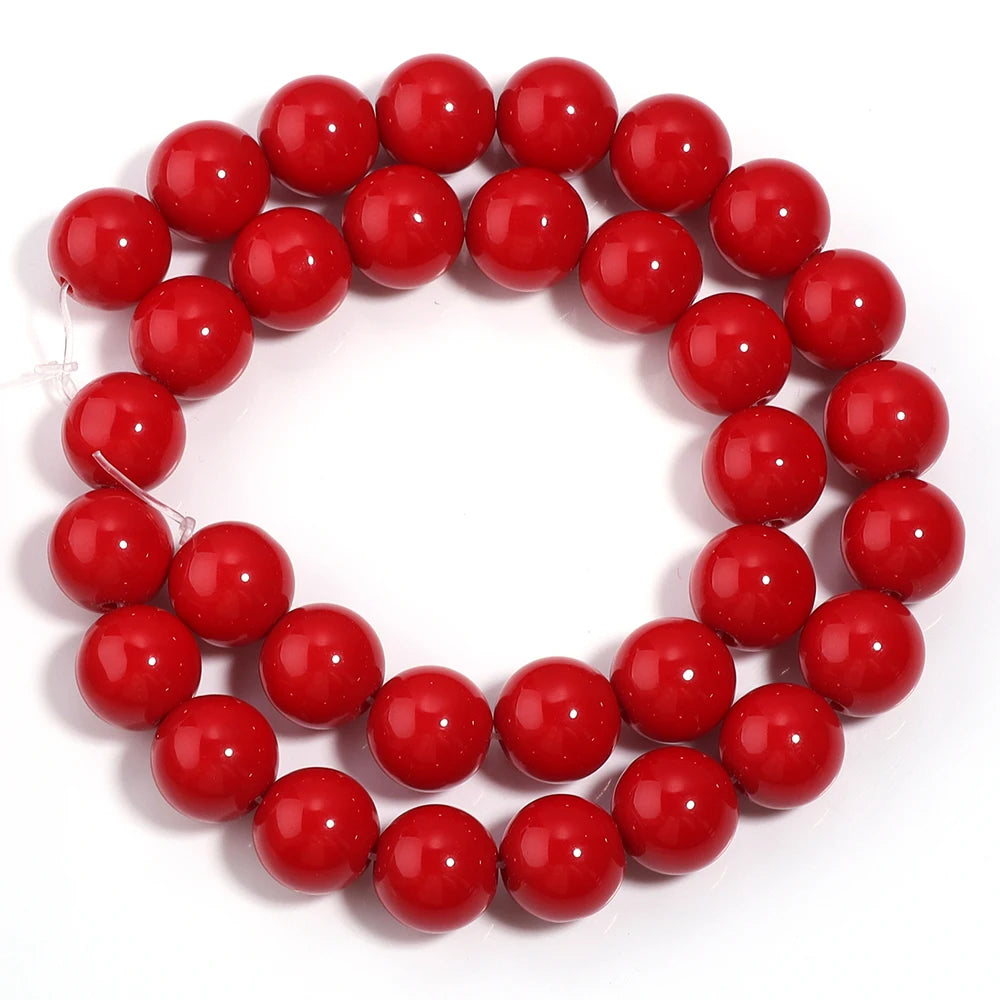 4/6/8/10/12mm Red Coral Jades Stone Beads Round Loose Spacer Beads for Jewelry Making DIY Charms Bracelet Necklace Accessories