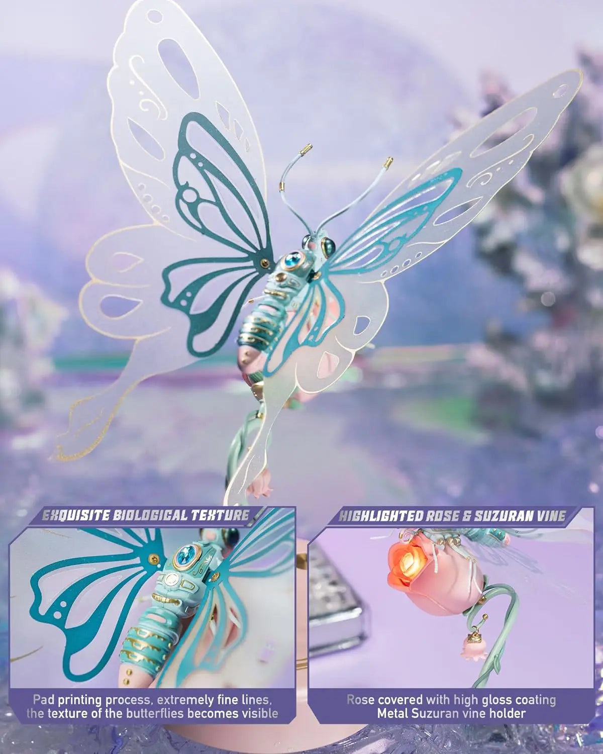 Robotime Rokr 3D Metal Puzzle Butterfly with LED Light of Industrial-style Building Block gift for Kids