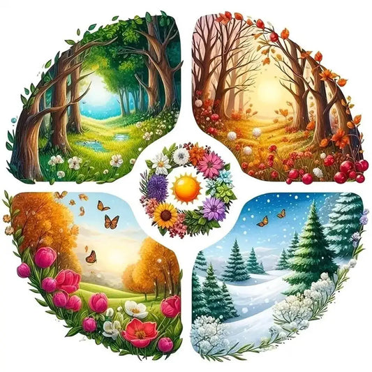 DIY Beads Embroidery Four Seasons 11CT Printed Canvas Cross Stitch Kit Landscape Scenery Complete Handmade Craft Set Home Decor