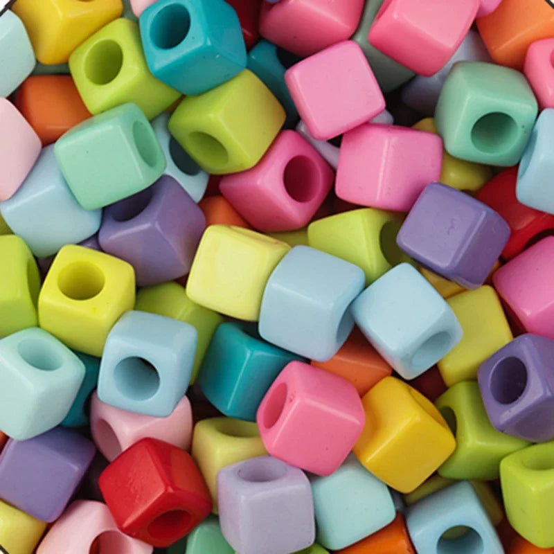 100Pcs/Lot Trendy  Acrylic Square Alphabet Beads Large Hole Letter Loose Spacer Bead Jewelry Handmade Bracelet Making Supplies