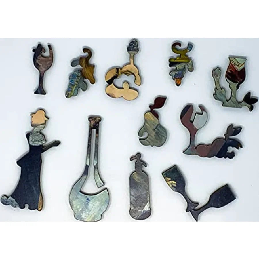 Wooden Jigsaw Puzzle A Bar at The Folies Bergere by Edouard Manet 427 Pieces. Made in USA by Nautilus Puzzles