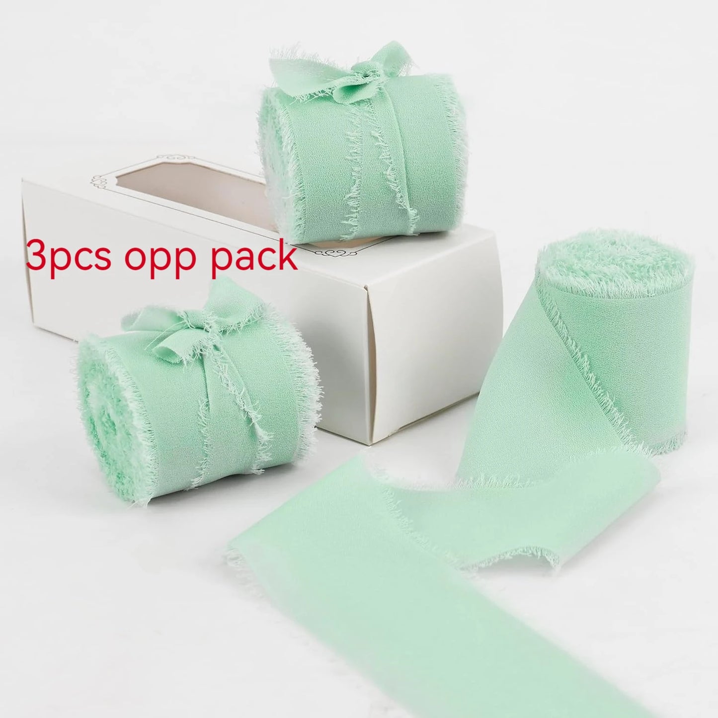 3 Roll/set 5m Frayed Edged Satin Handmade Chiffon Silk Ribbon For Wedding Invitation Bouquets Birthday Party DIY Decoration Gift