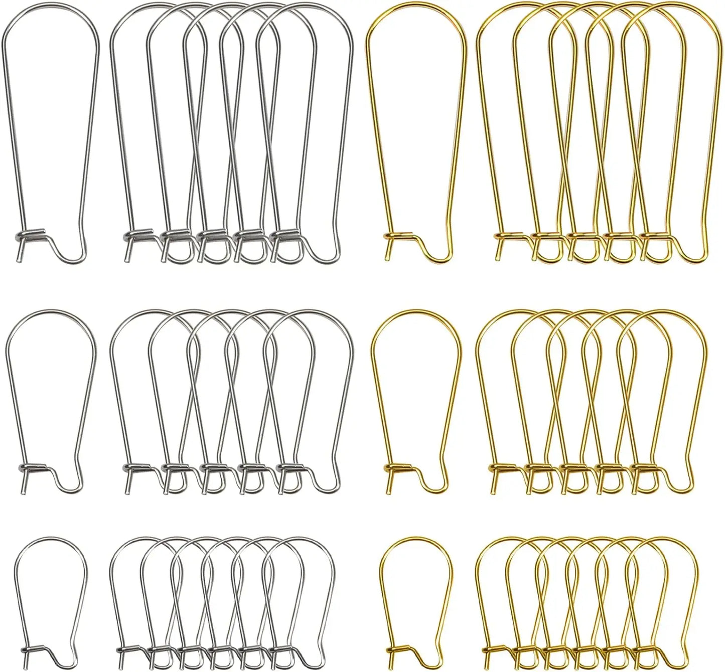 120pcs Earring Hooks Stainless Steel Kidney Ear Wires Interchangeable Dangle Earwire Hooks Gold Silver Mixed Sizes Earring Findi
