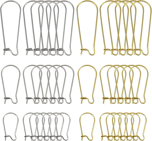 120pcs Earring Hooks Stainless Steel Kidney Ear Wires Interchangeable Dangle Earwire Hooks Gold Silver Mixed Sizes Earring Findi