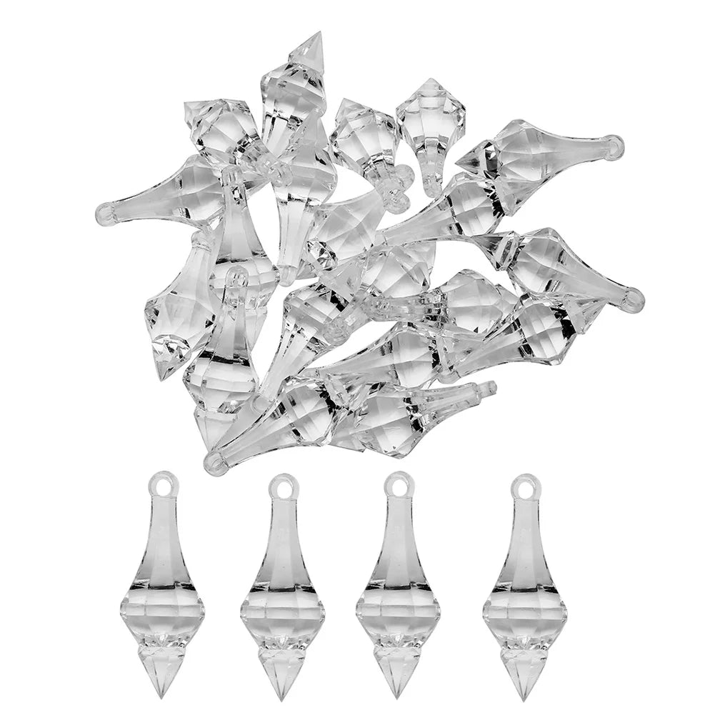 20pcs Acrylic Crystal Beads Party Props Hanging Pendant Chandelier Beads Transparent Mini for Wedding Venue Decoration