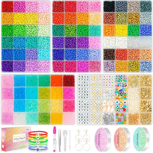 4mm Glass Seed Beads Friendship Bracelet Kit 15500pcs 96 Colors 6 0 Small Beads for Bracelet Making Kit Waist Bead with String