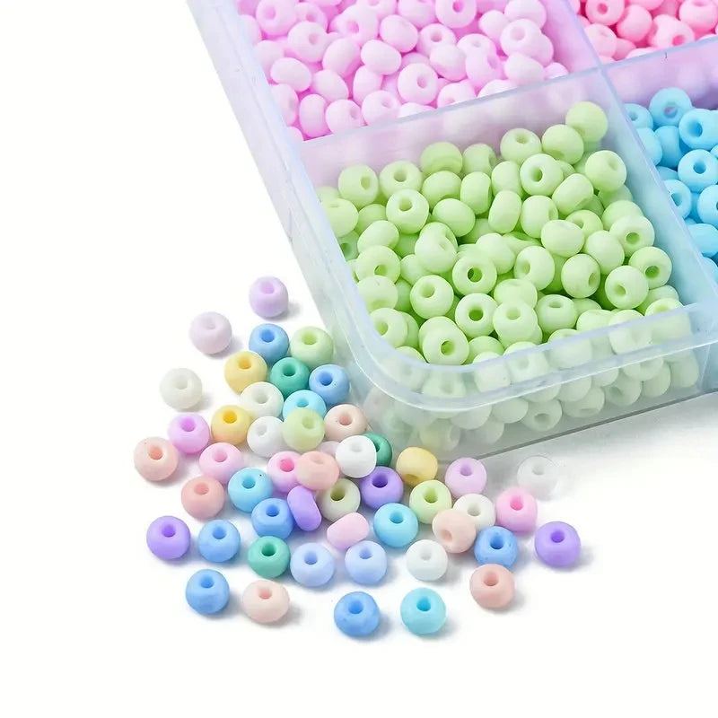 1Box of 15 Grids 4mm Macaroon Color Series Beads Regular Shape Seedbead Set For Jewelry Bracelet Necklace Making DIY Accessories