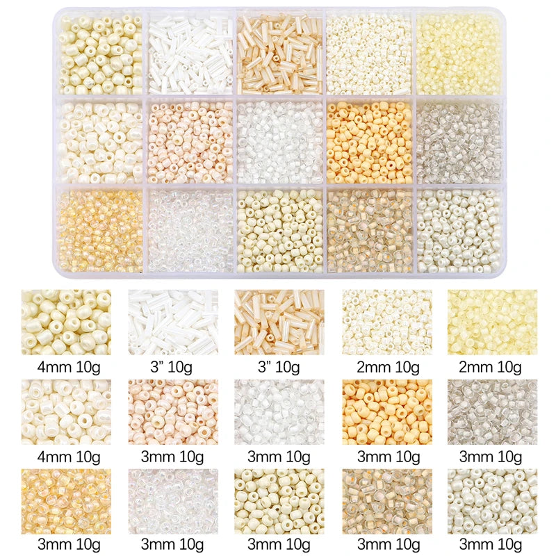 15 Colors Glass Beads Set for Bracelet Making Spacer Loose Beads with Storage Box Tube Beads Kit for DIY Craft Necklace Charms