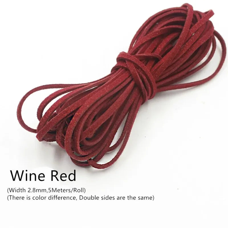 3MM 5M Micro-Fiber Flat Leather Lace Beading Thread Faux Suede Cord String Velvet Beading Supplies