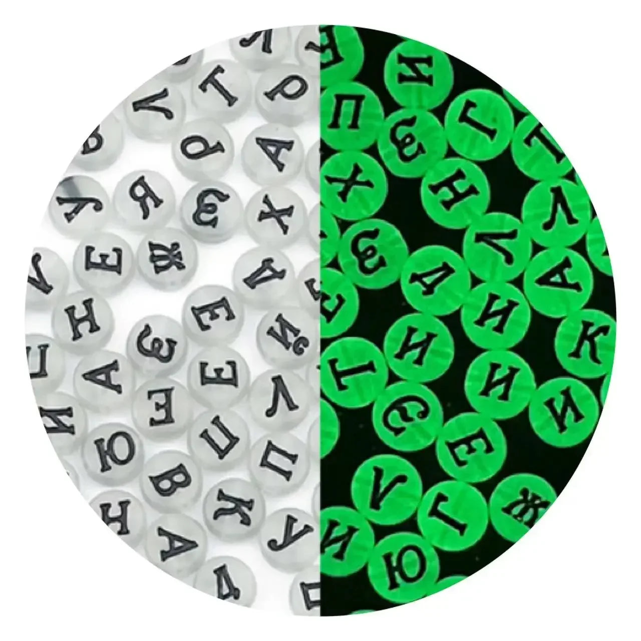 100/200/300/500pcs Acrylic Luminous Beads Round Heart Flower Square Alphabet Beads For Jewelry Making Diy Bracelet Accessorie