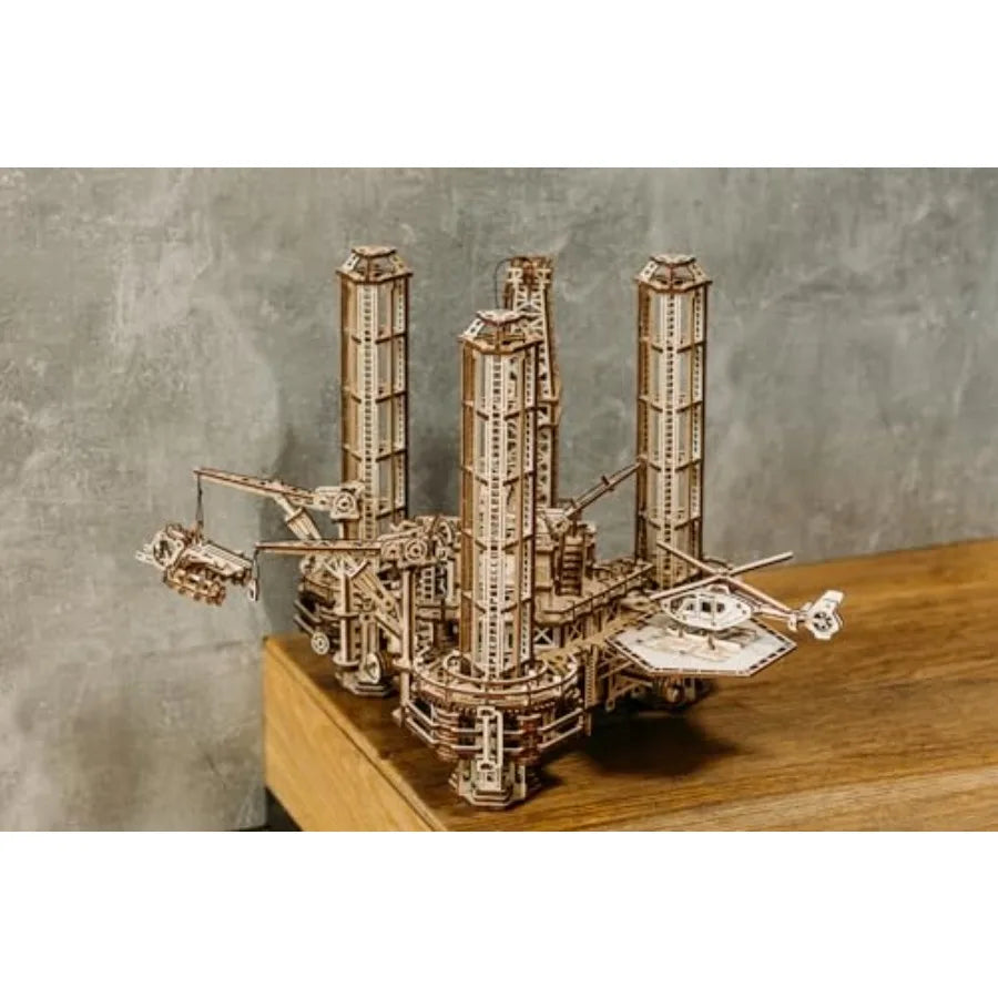 Offshore Rig Platform Wooden 3D Puzzles for Adults and Kids to Build - Interactive Movable Platform - Wooden Models Engineering