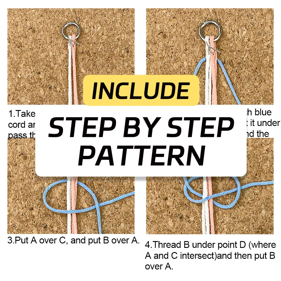 Handmade Woven Cat's Paw Wristband keychain Macrame Kit With Tutorial For Beginners Hand DIY Cat Paw Wristlet Key Chain Lanyard