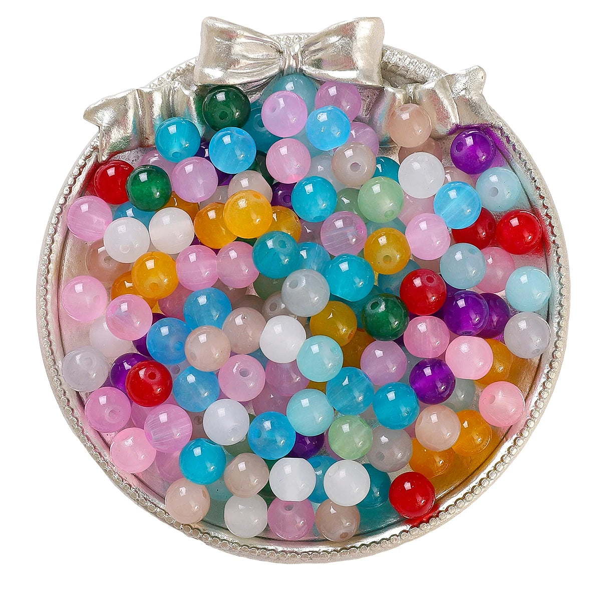 4/6/8/10mm Jelly Painted Glass Imitation Jade Round Beads - DIY Jewelry (Bracelet/Necklace) & Accessories 100/50/20pcs/Pack