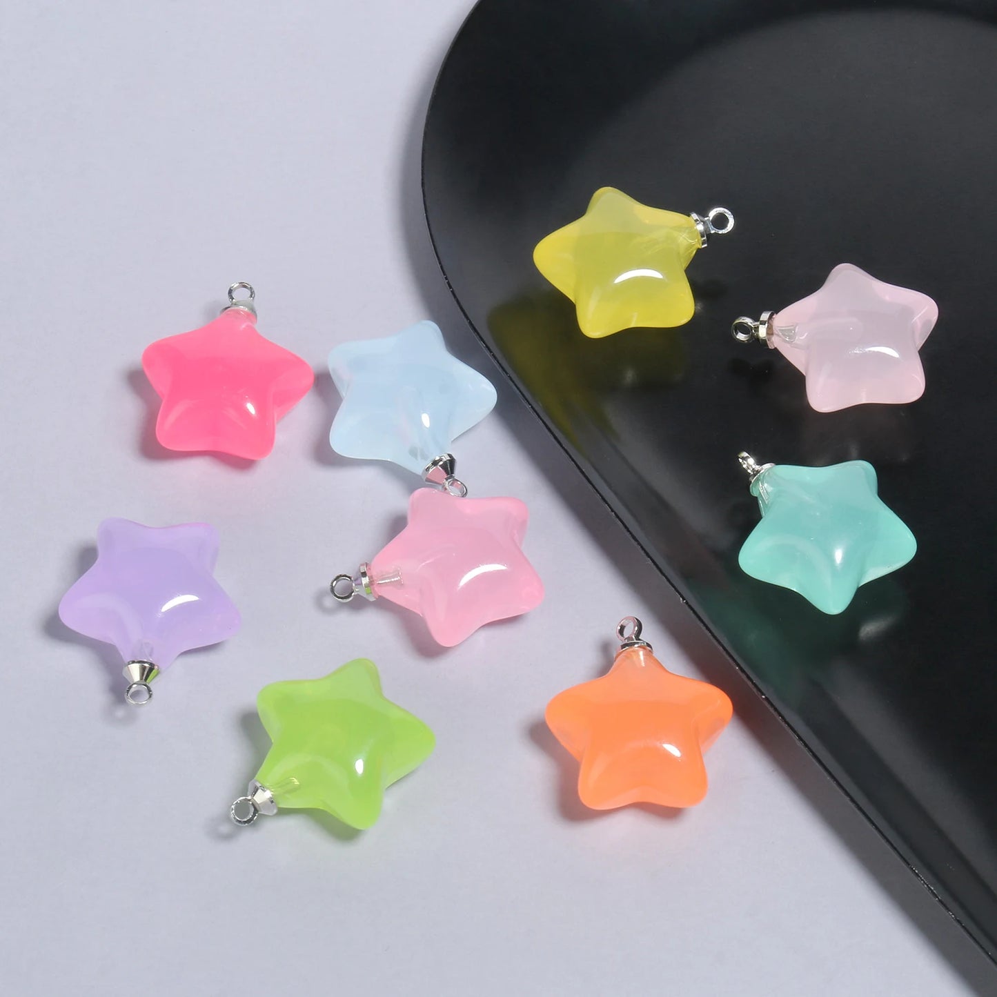 Colorful Star Charms Resin Candy Color Pendants Keychain Handmade Necklace Bracelet Jewelry Making DIY Craft Accessories 10pcs