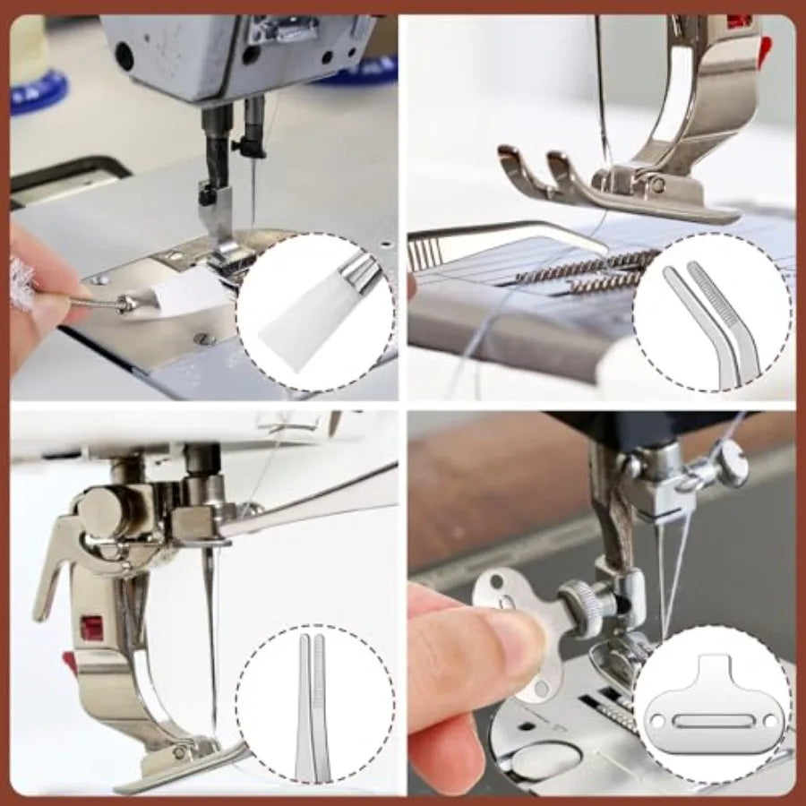 35 Pcs Sewing Machine Cleaning Kit with Silicone Dense Hair Cleaning Brush Tweezers 2-Headed Brush Screwdriver Seam Rippers for