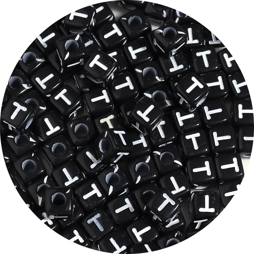4.5/10mm Charm Square Black Letter Acrylic Beads Cube Loose Spacer Alphabet Beads For Jewelry Making Diy Handmade Supplies