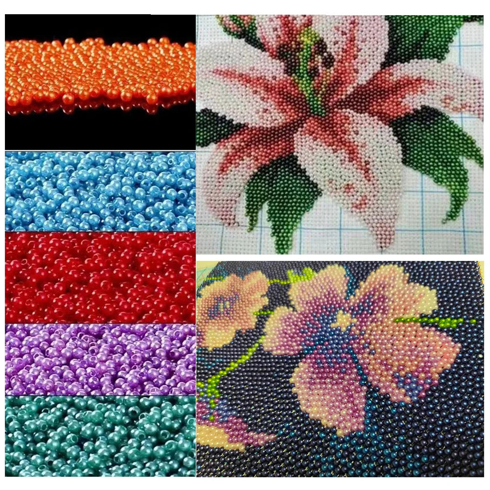 Full Embroidery Beads Printed 9CT Flower Cross Stitch Kit Home Art Decor50x69cm