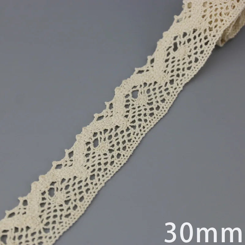 Cotton Lace Ribbon Beige DIY Handmade Wedding Party Craft Gift Packing Patchwork Crocheted Lace (5 meters/lot)