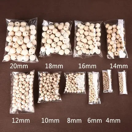 8-500pcs/bag Wood Beads 4/6/8/10/12/14/16/18/20mm Round Loose Spacer Wooden Beads For Bracelets Jewelry Making DIY Crafts supply