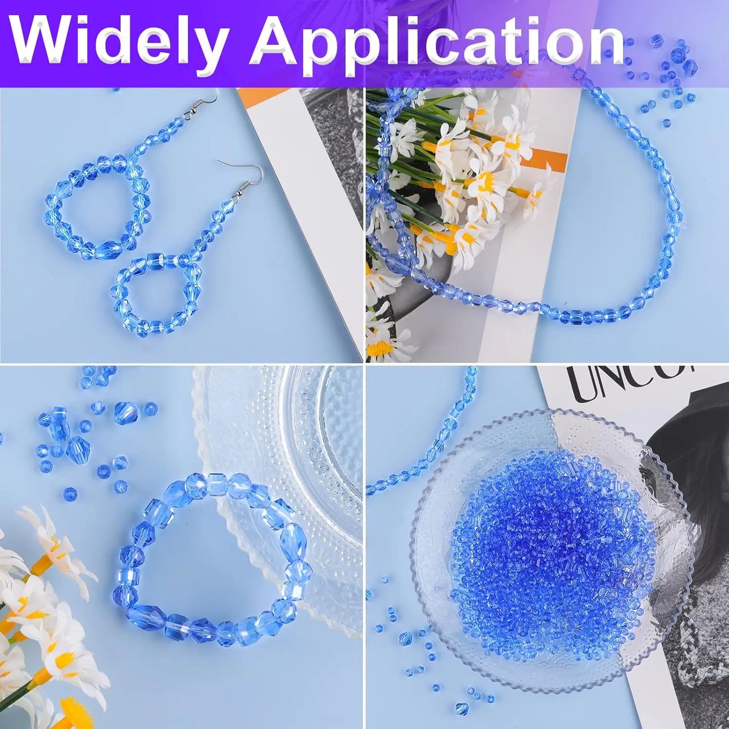 Beads, 600 Pcs Glass Beads, Assorted Crystal Beads for Jewelry Making, Rondelle Jewelry Beads with Container Box, Glass Beads Bu