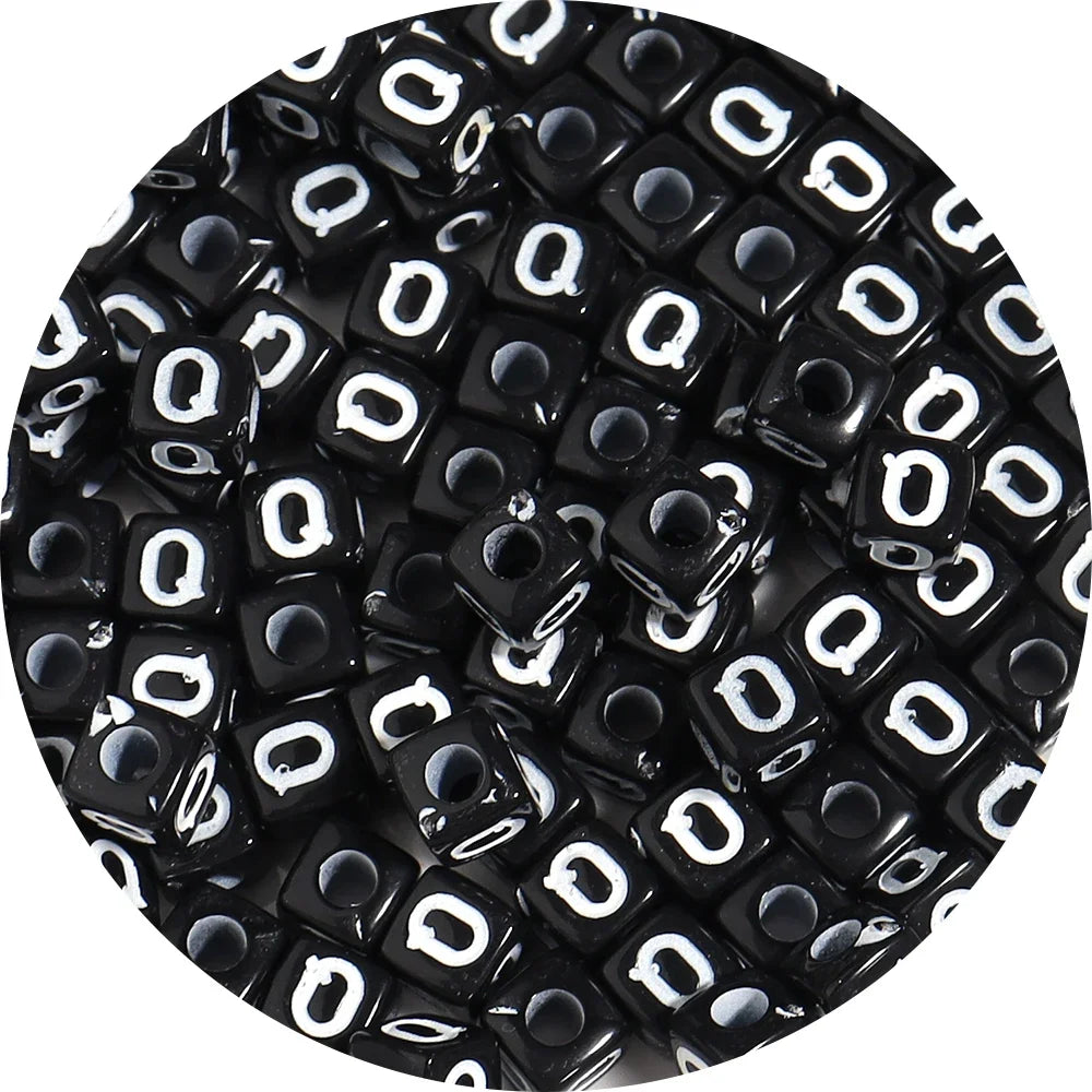 4.5/10mm Charm Square Black Letter Acrylic Beads Cube Loose Spacer Alphabet Beads For Jewelry Making Diy Handmade Supplies