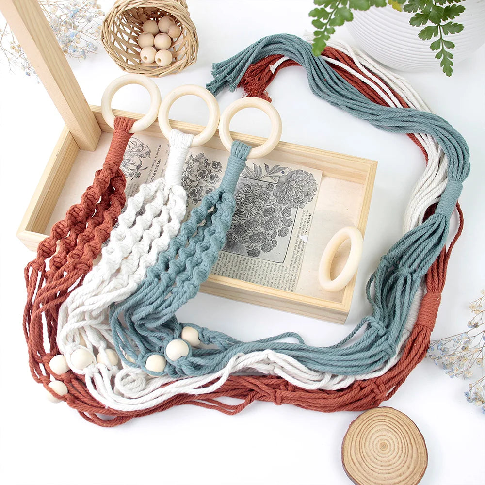 Knitting Plant Hanging Basket Macrame Kit with Tutorial for Beginners DIY Handmade Weaving Kit Mesh Hang Basket for Home Decor
