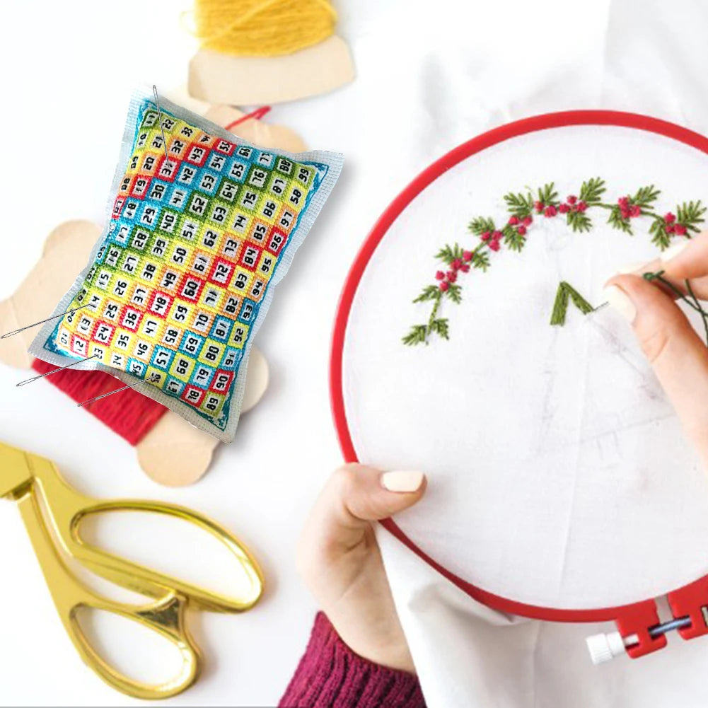 Cross Stitch Embroidery Needle Insert Bag DIY Sewing Knitting Threads Pin Pouch Handmade Art Printed Colorful Craft Tool Kit