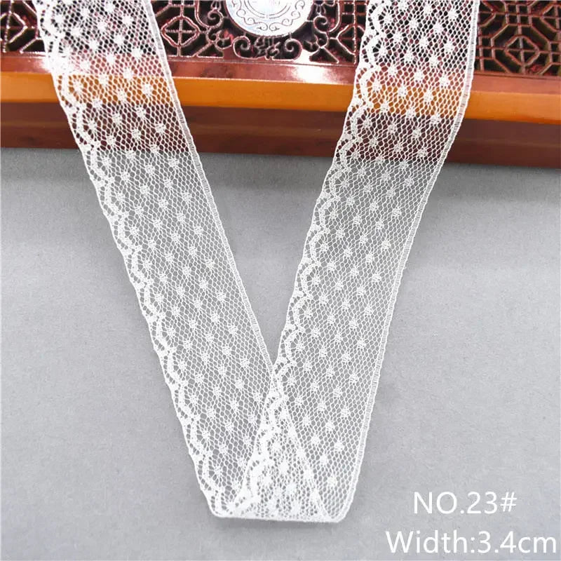 Best Selling 10yards 38kinds Color  White Lace Ribbon Woven Band French African Lace Wedding Fabric DIY Clothing/gift Wrapping