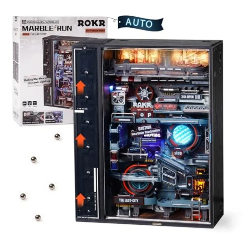 Robotime Rokr Parallel World Building Toy Set Marble Run Model Kits 130pcs Brain Puzzle STEM Kit DIY Hobbies for Men Women MR01S