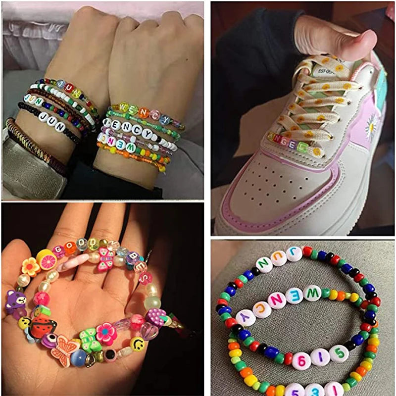 100Pcs/Lot Trendy  Acrylic Square Alphabet Beads Large Hole Letter Loose Spacer Bead Jewelry Handmade Bracelet Making Supplies