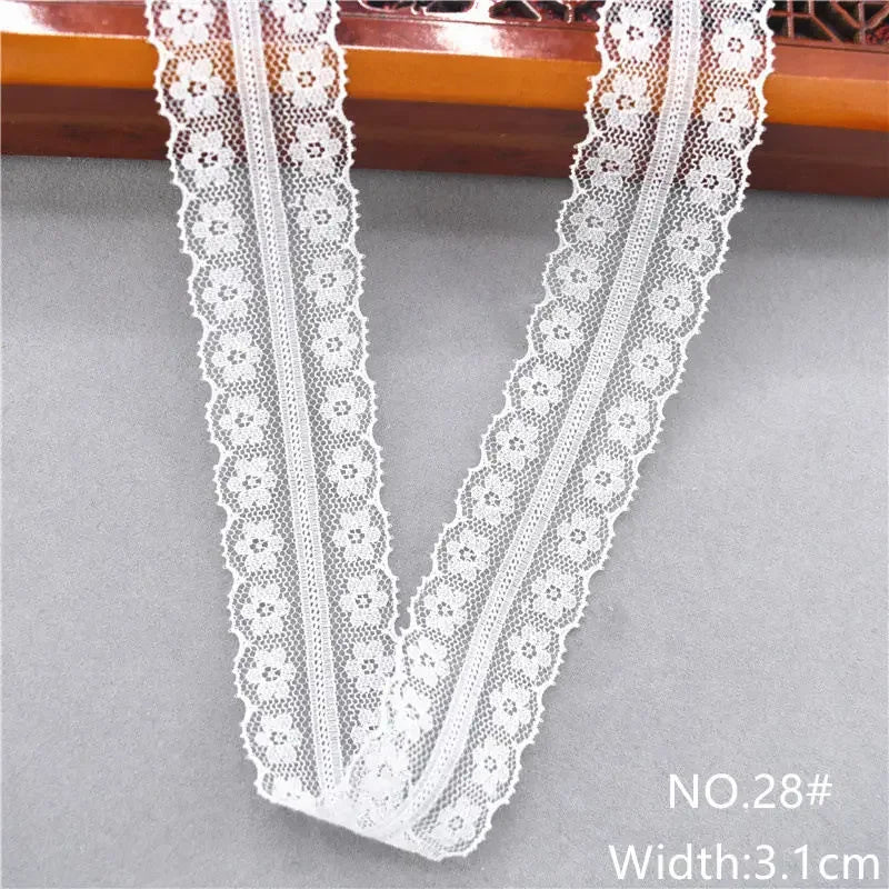 Best Selling 10yards 38kinds Color  White Lace Ribbon Woven Band French African Lace Wedding Fabric DIY Clothing/gift Wrapping