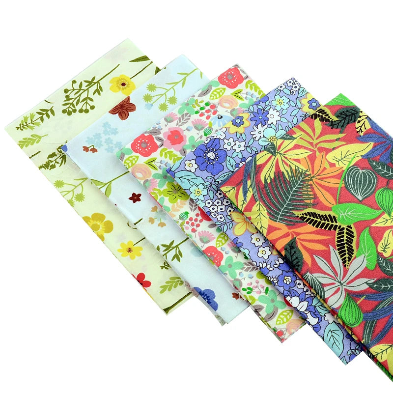 Teramila 5 PCS/Pack Cotton Fabirc Flower Printed Cloth For Hair Bows Sewing Quilt Doll Costume, Scrapbook Decoration Accessories