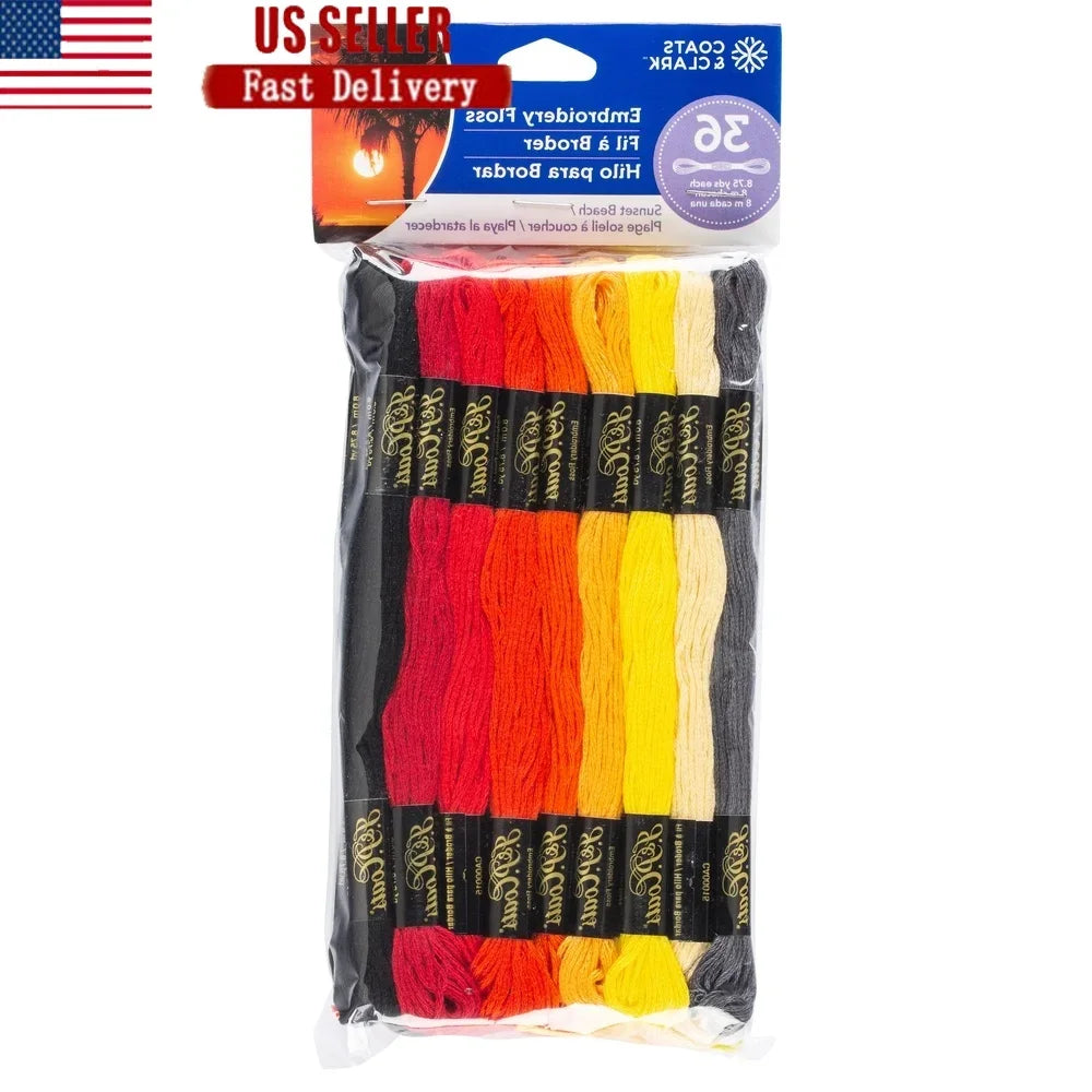 100% Cotton Embroidery Floss 36 Skeins Value Pack Cross Stitch Quilting Sunset Colors 8.75 Yds
