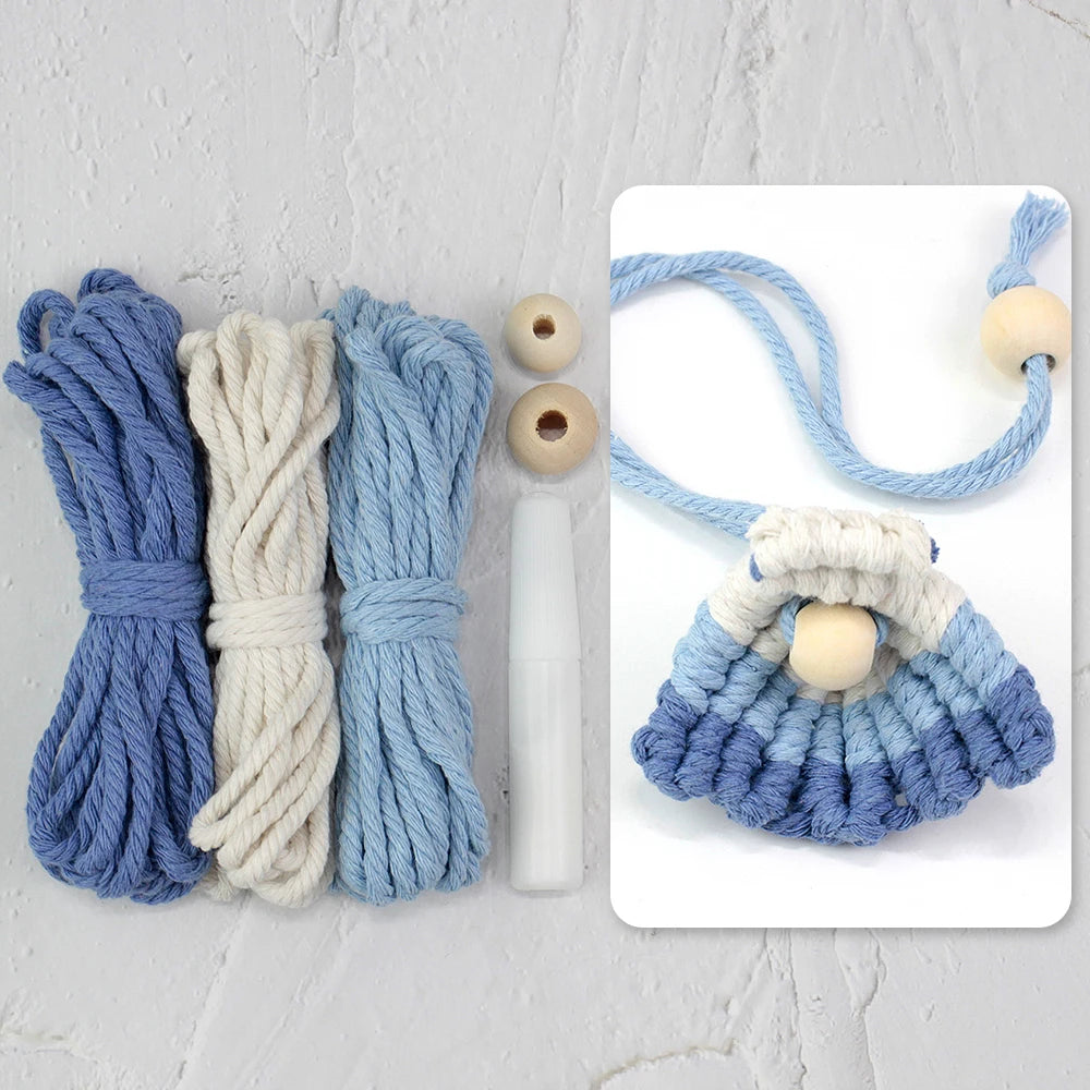 Bohemian Vintage Macrame Kit with Tutorial Beach Elements DIY Handcraft Set for Bookmarks & Curtain Tiebacks Beginner-Friendly