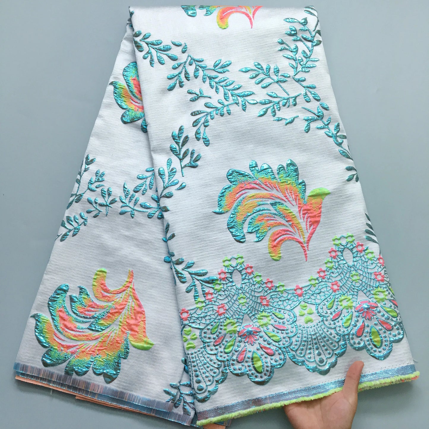 SJD LACA African Brocade Lace Fabrics 2025 High Quality Tulle Damask Nigerian Jacquard French Lace For Sewing Women Dresses 2485